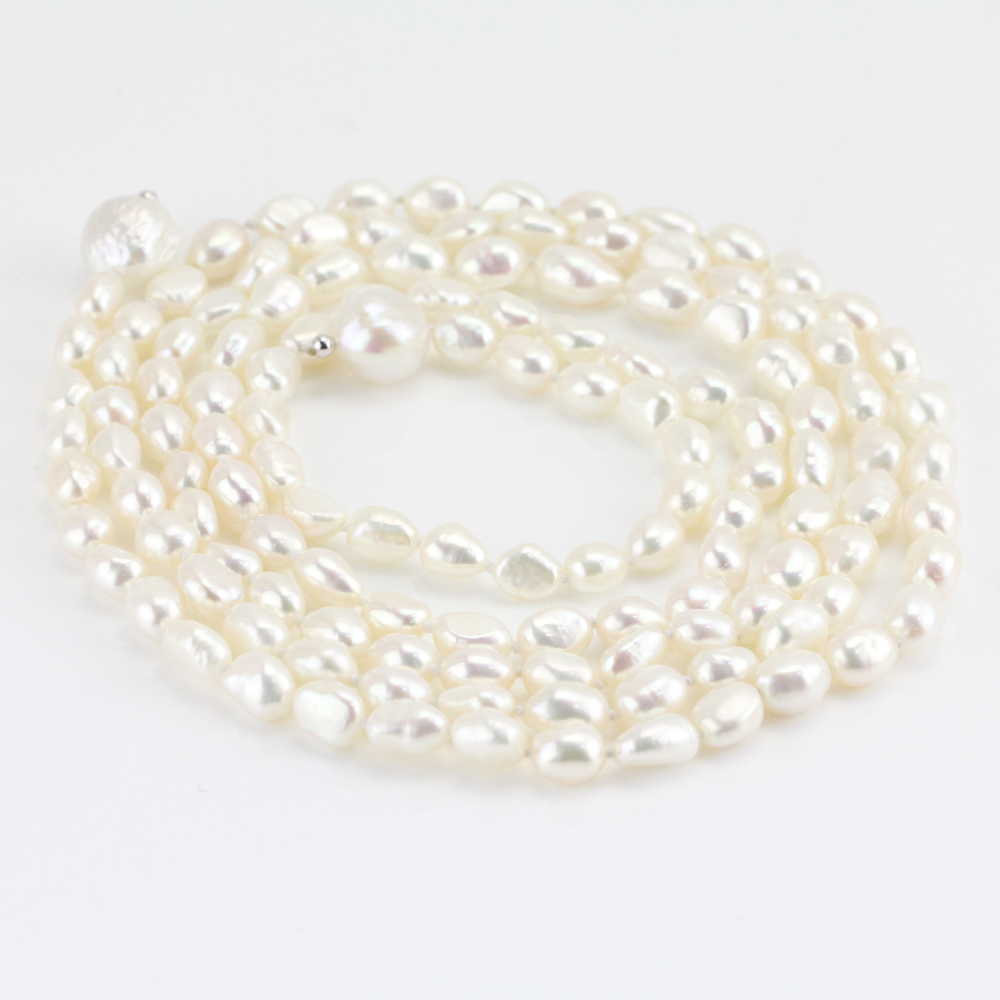 Freshwater Baroque Pearl Long Endless Lariat Necklace