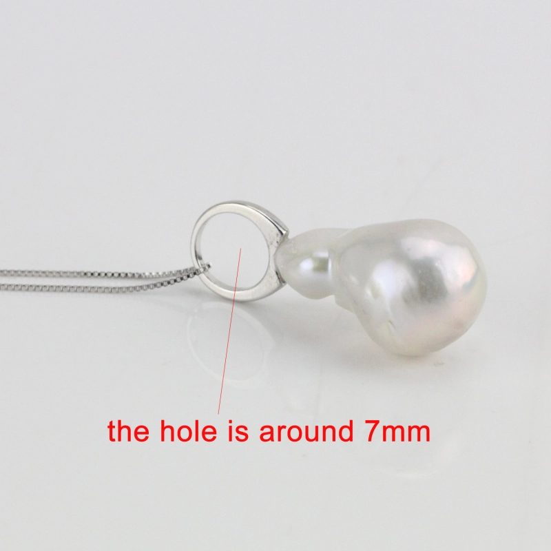 White Large Baroque Pearl Pendant Necklace With 7mm Hoop