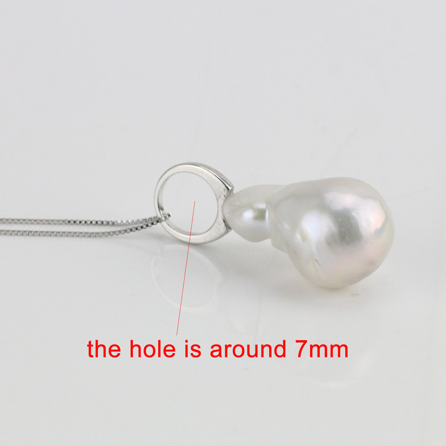 White Large Baroque Pearl Pendant Necklace With 7mm Hoop