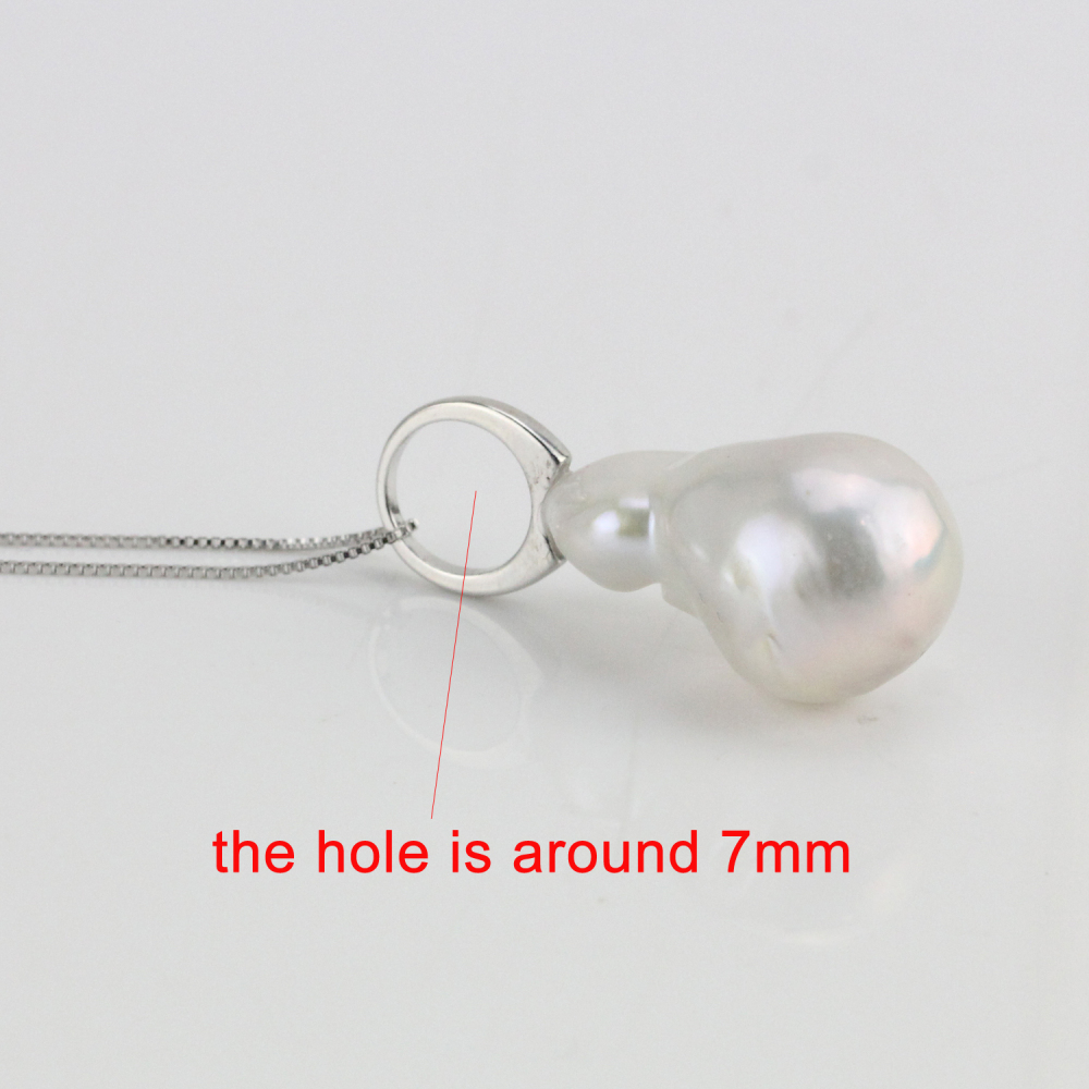 White Large Baroque Pearl Pendant Necklace With 7mm Hoop