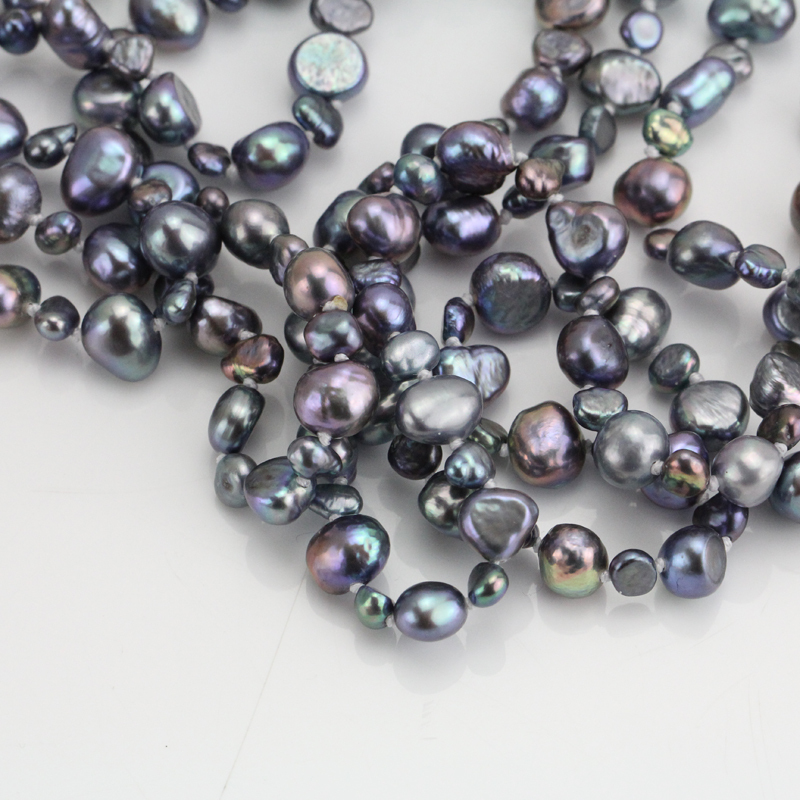 Extra Long Black Baroque Pearl Endless Necklace