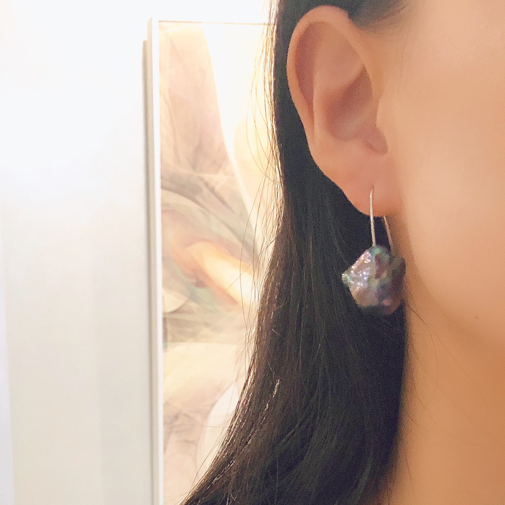 Large Black Baroque Pearl Earrings