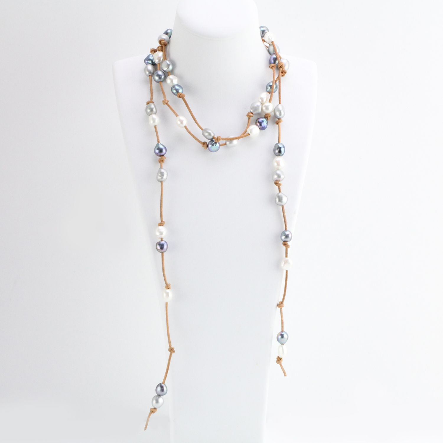 pearl leather necklace