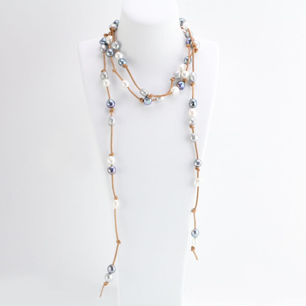 pearl leather necklace