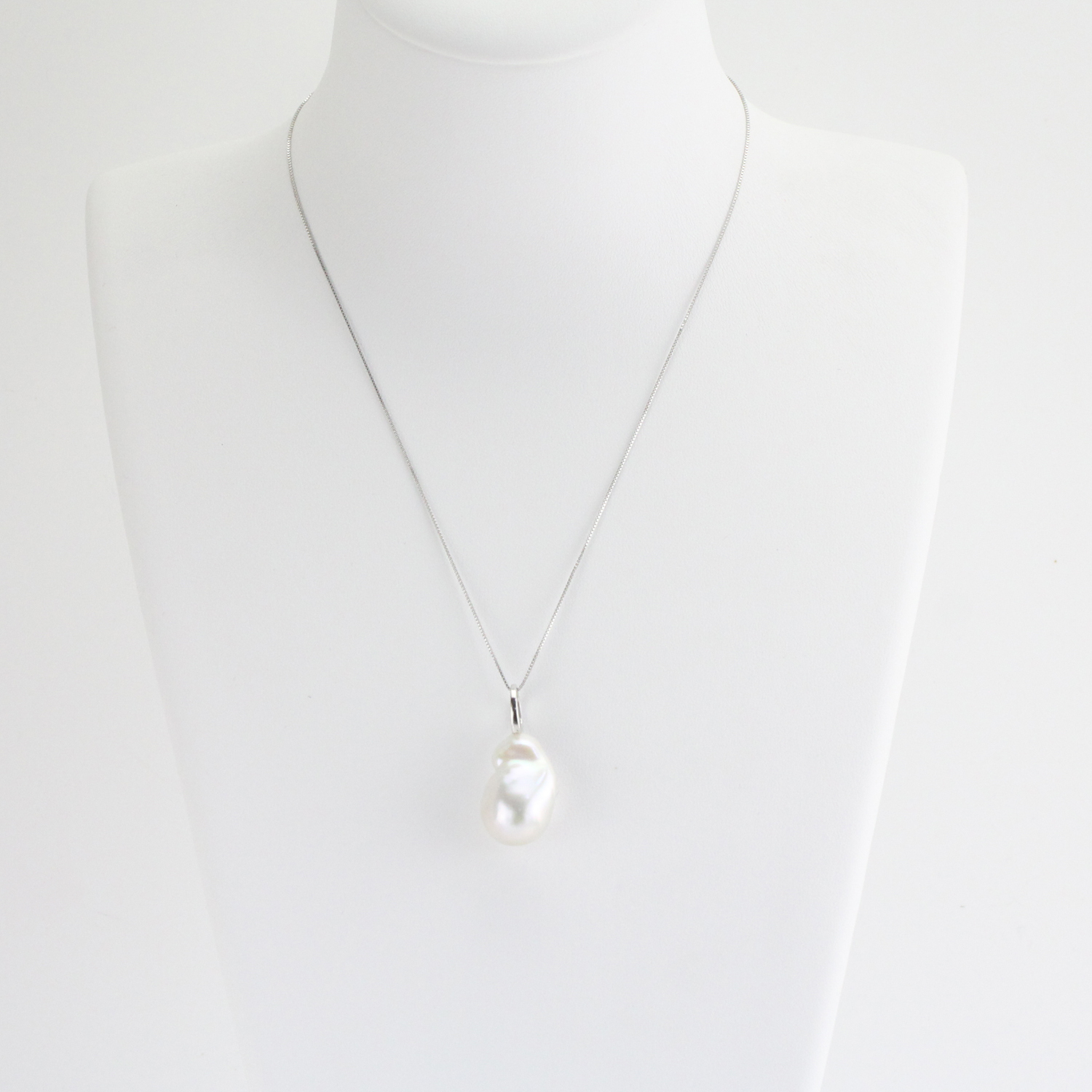 White Large Baroque Pearl Pendant Necklace With 7mm Hoop
