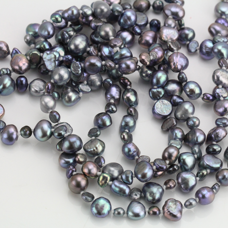 Extra Long Black Baroque Pearl Endless Necklace