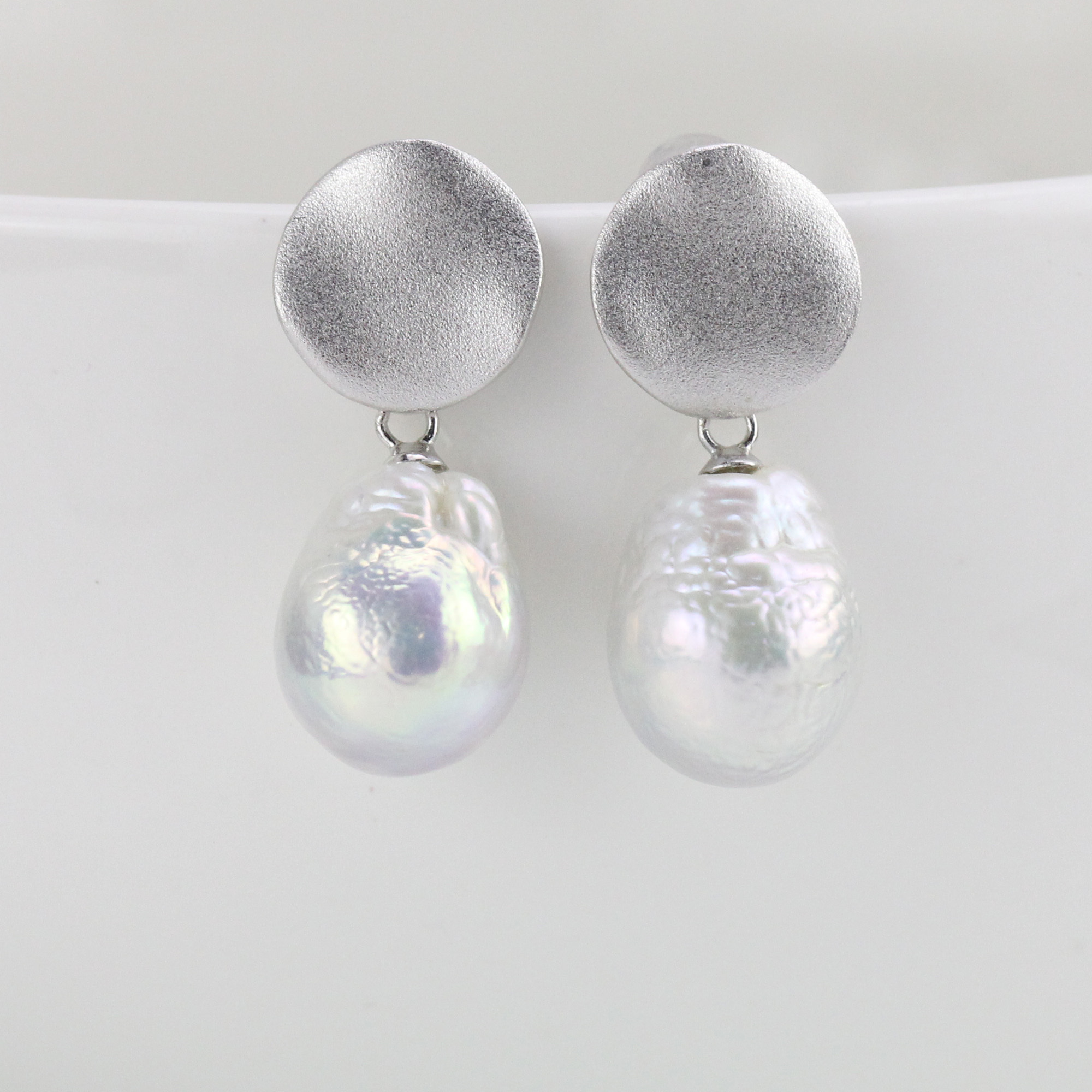 11-12mm White Drop Freshwater Pearl Earrings