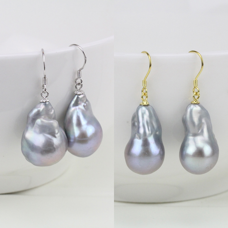 grey baroque pearl earrings