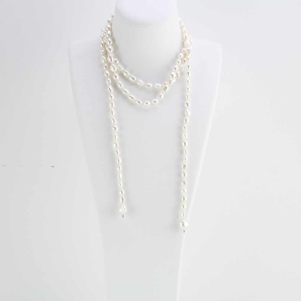 Freshwater Baroque Pearl Long Endless Lariat Necklace