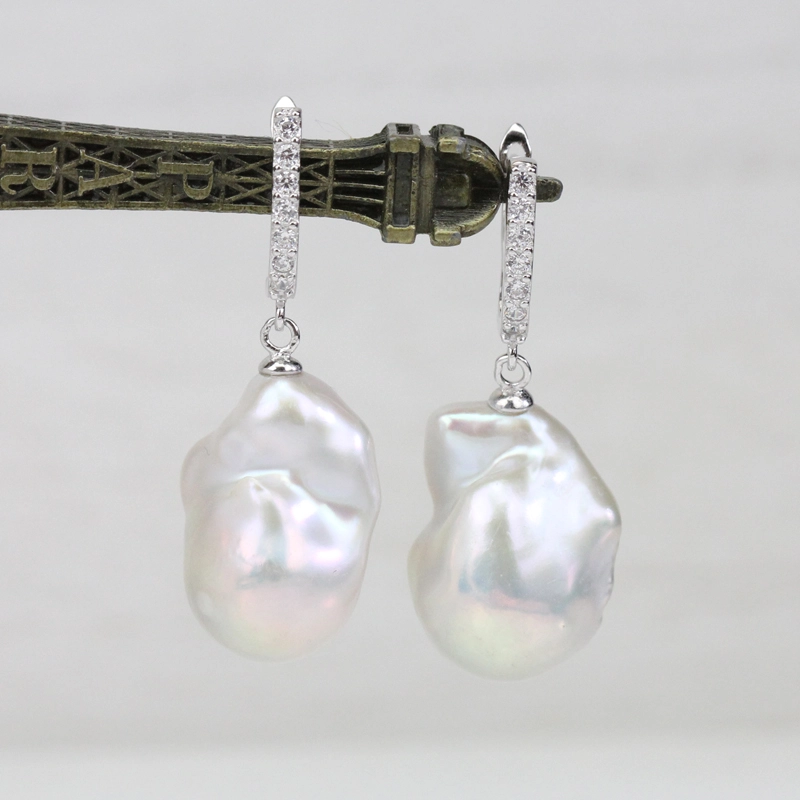 white baroque pearl earrings