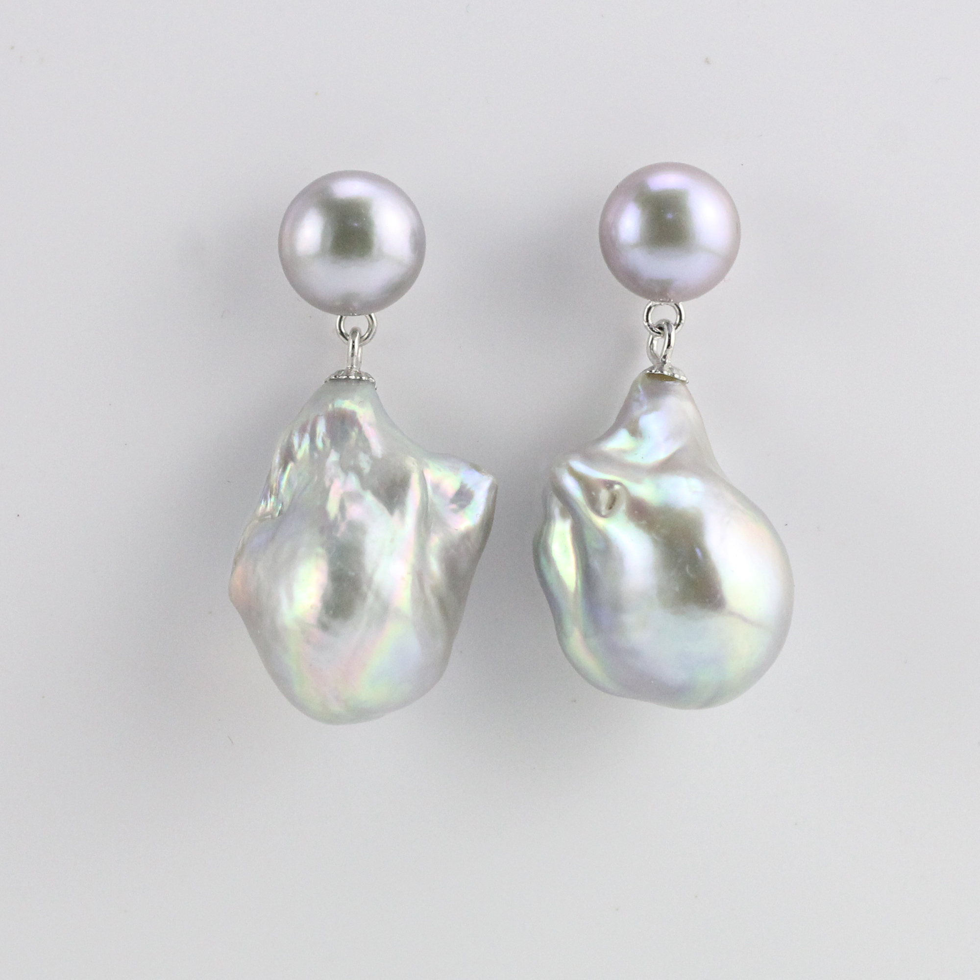 grey baroque pearl earrings
