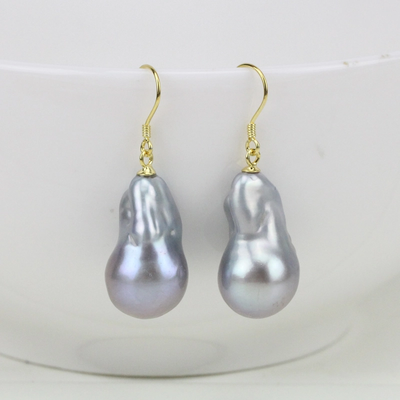 Large Gray Baroque Pearl Earrings