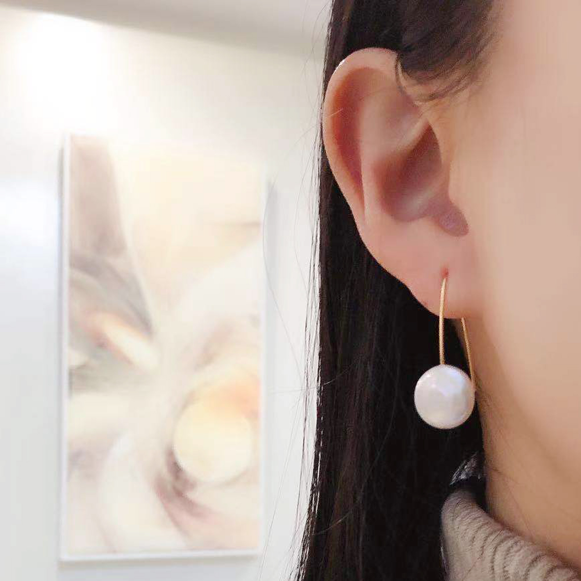 12mm White Freshwater Coin Pearl Earrings