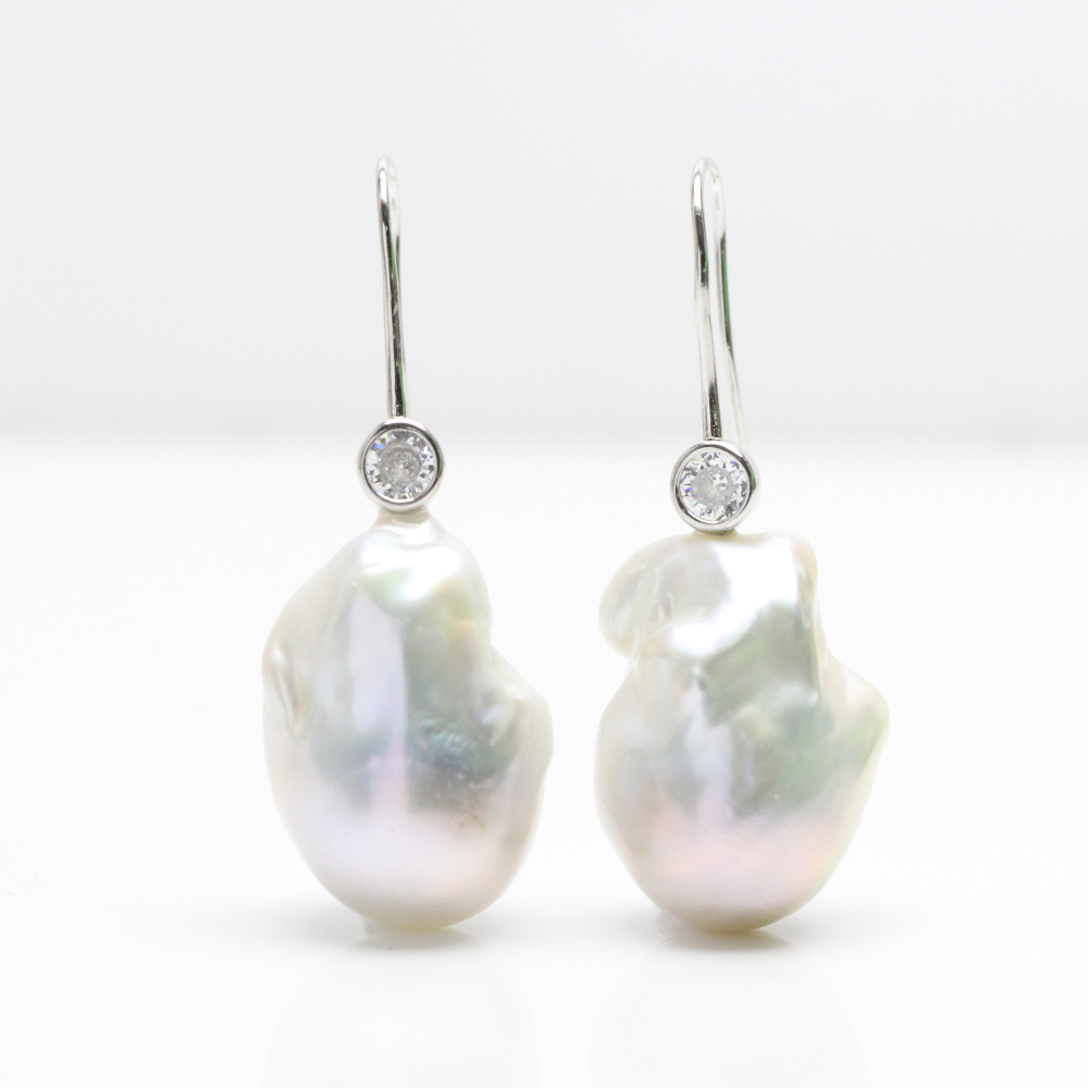 white baroque pearl earrings