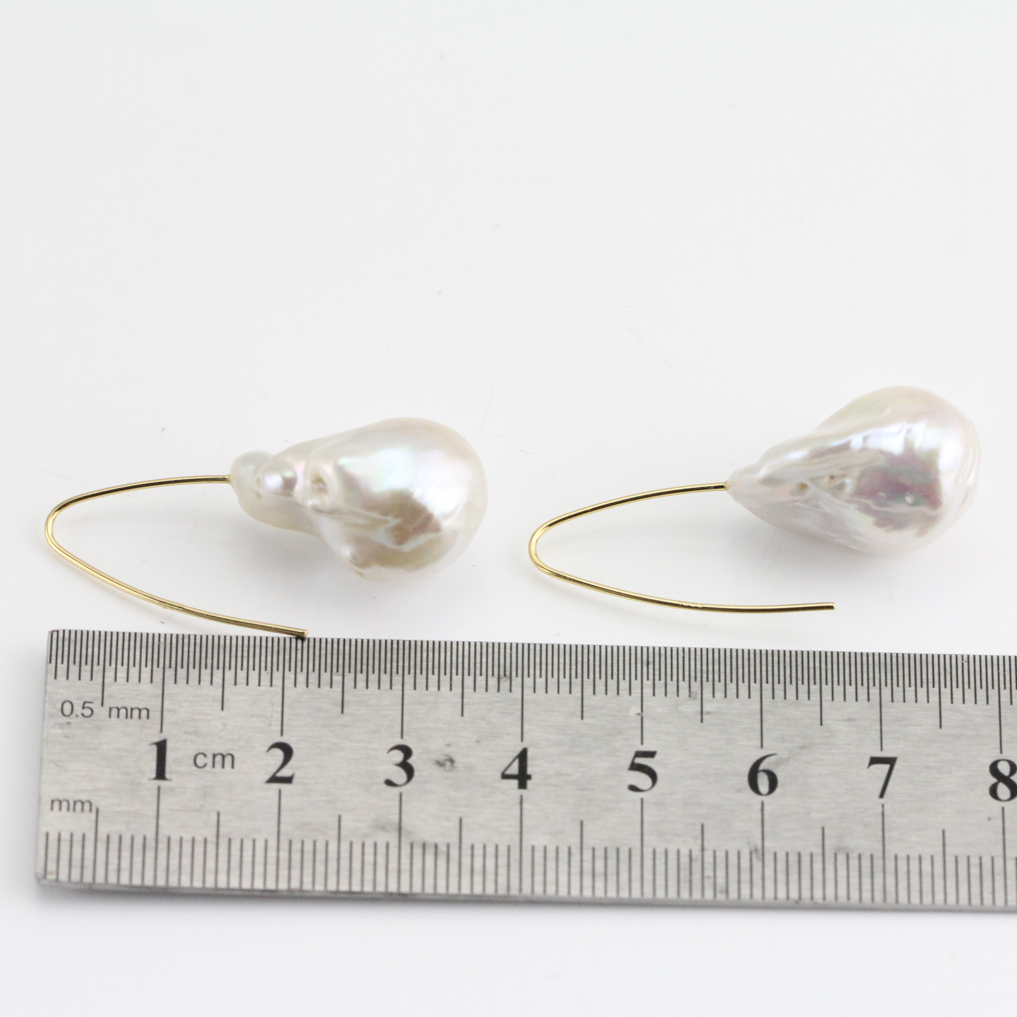 White Large Freshwater Baroque Pearl Earrings