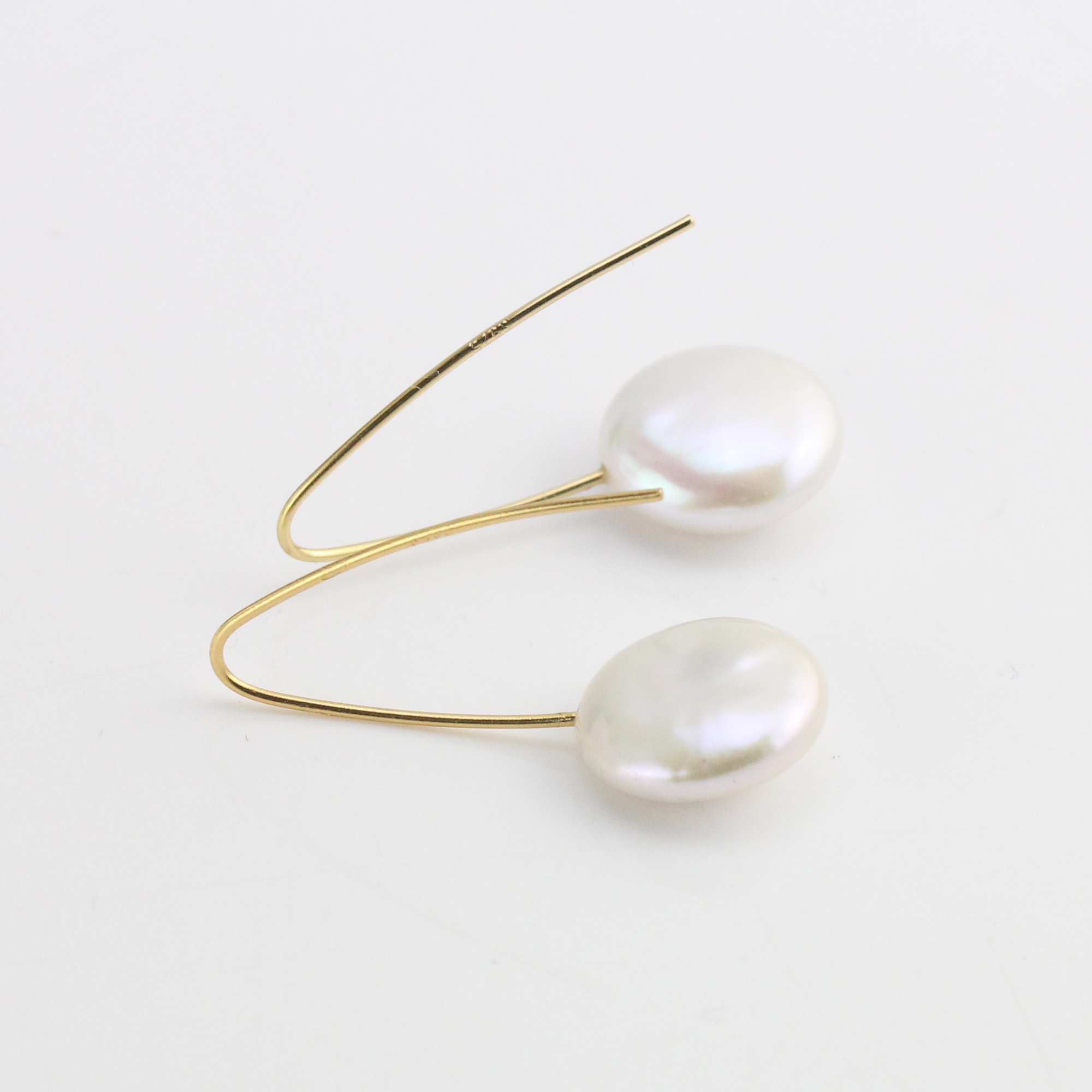 12mm White Freshwater Coin Pearl Earrings