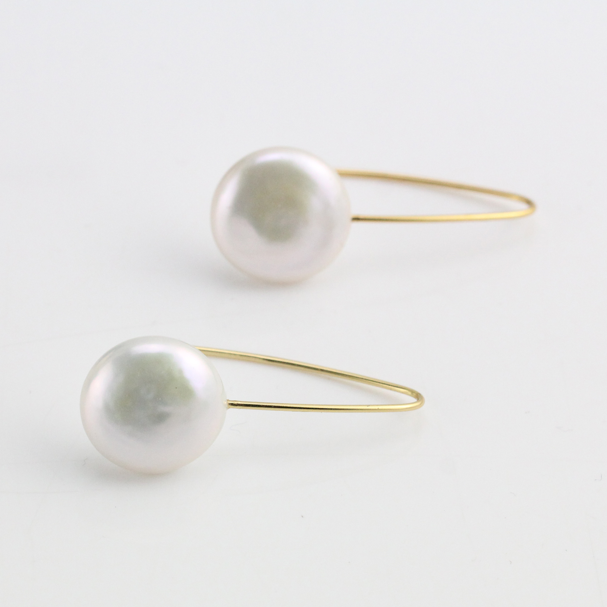 12mm White Freshwater Coin Pearl Earrings