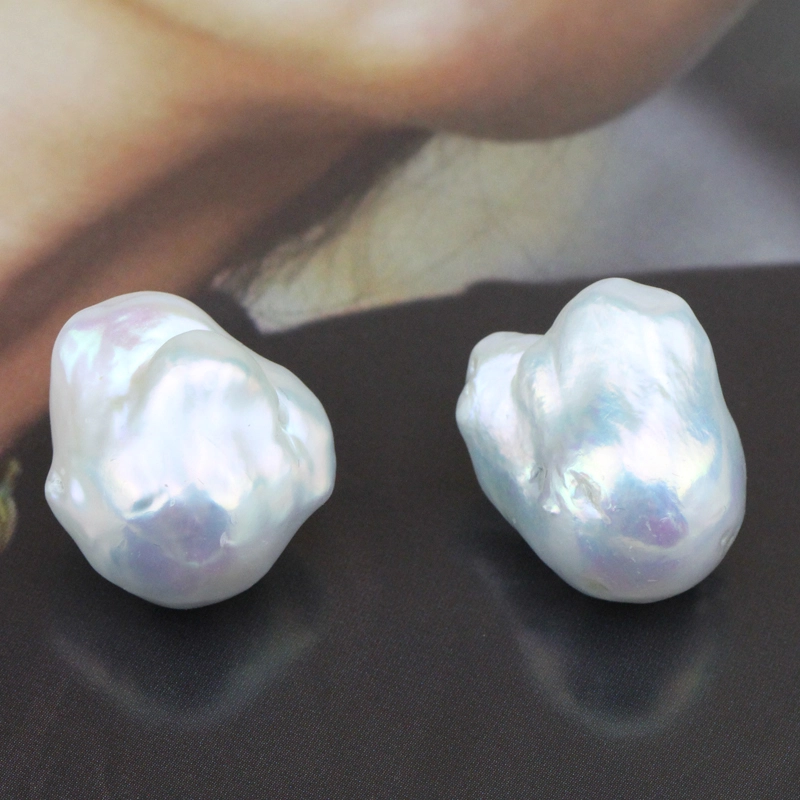 White Large Baroque Pearl Earring Stud