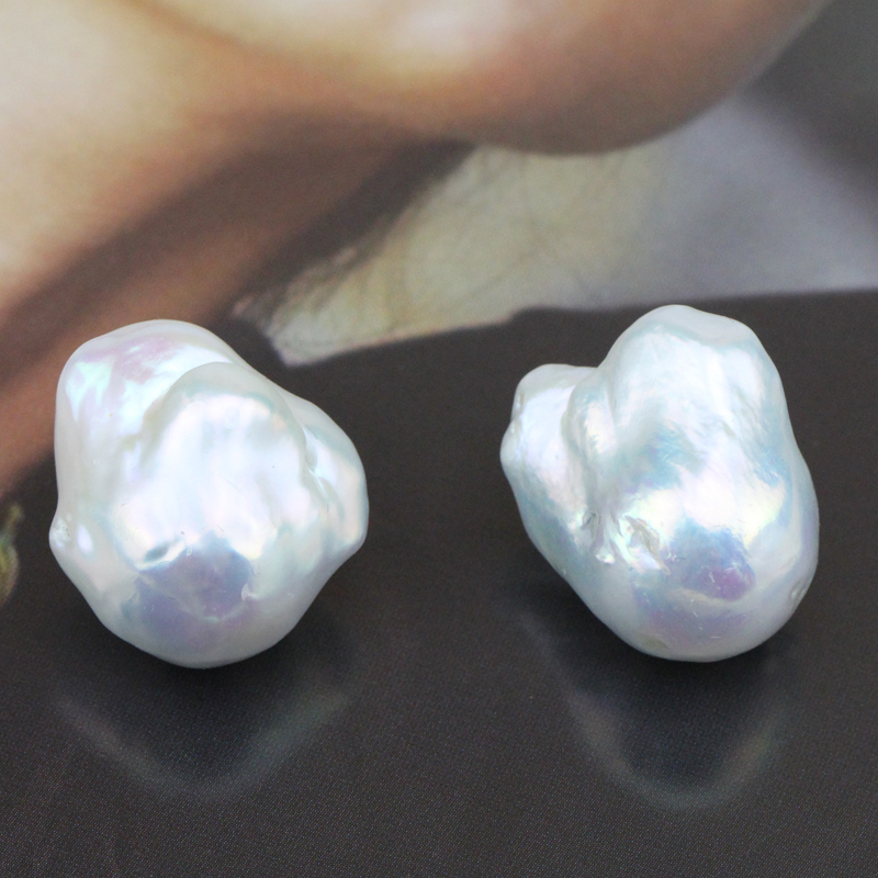 White Large Baroque Pearl Earring Stud