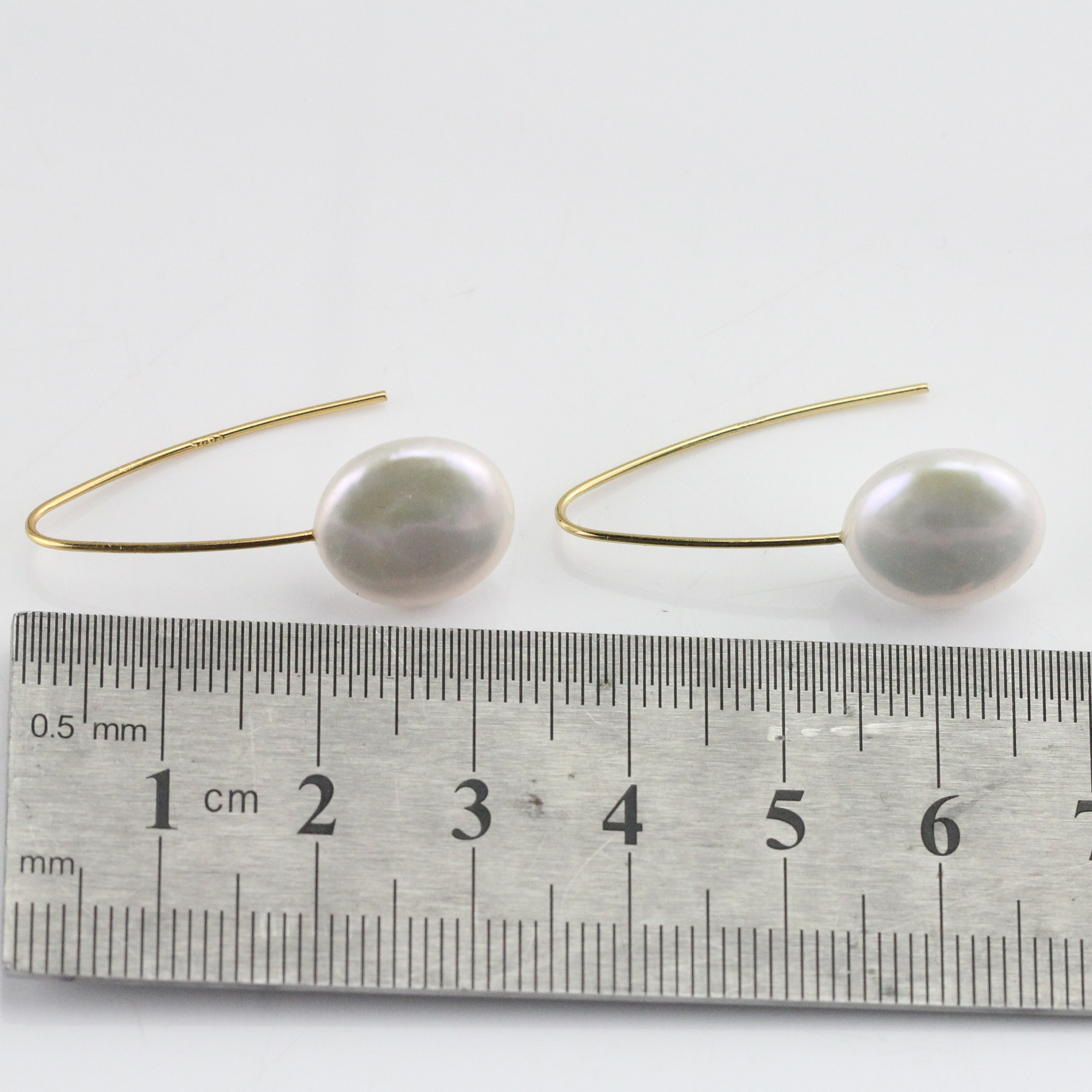 12mm White Freshwater Coin Pearl Earrings