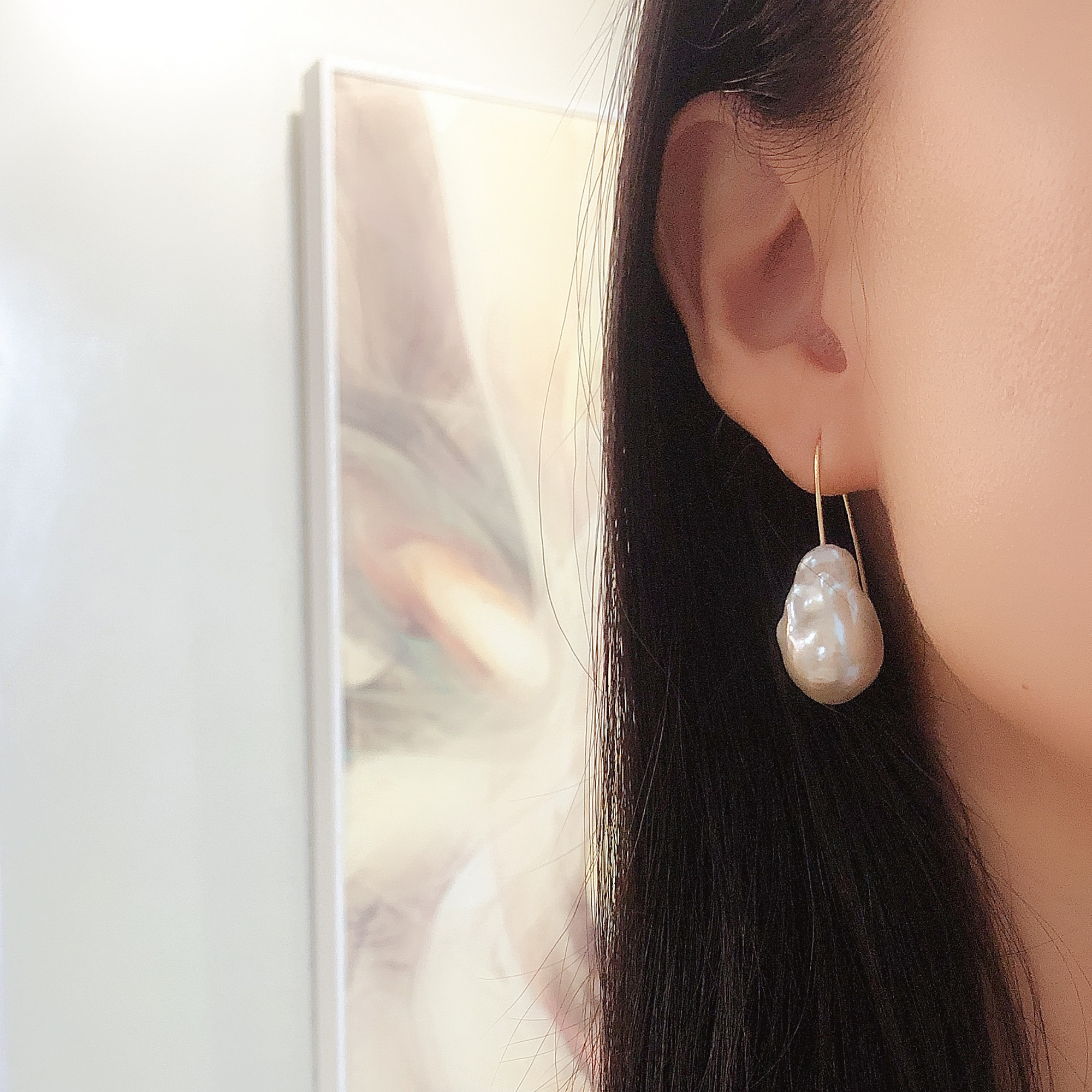 white baroque pearl earrings