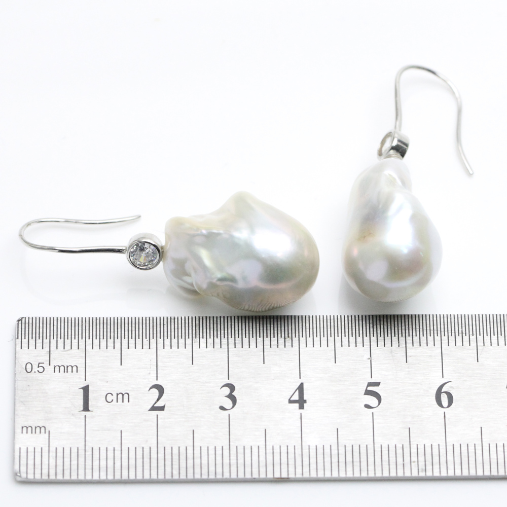 White Large Baroque Pearl Dangle Earrings