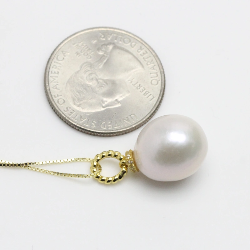 12-13mm White Large Pearl Pendant Necklace