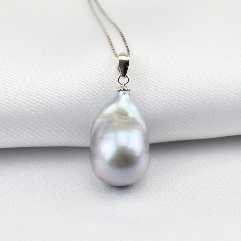 gray baroque pearl pendant