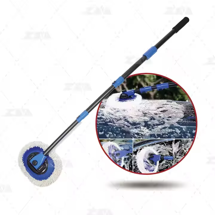 Factory Supply Telescopic Microfiber Car Washing Mop Custom LOGO Adjustable Rotating Handle Car Cleaning Brushes