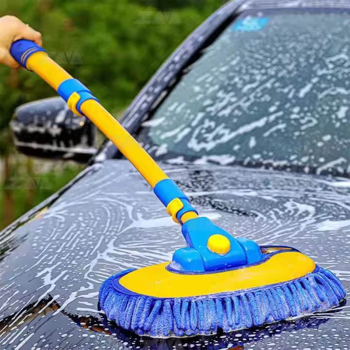 Factory Supply Microfiber Car Washing Mop Customized Extended Rotating Handle Car Cleaning Brushes Car Duster