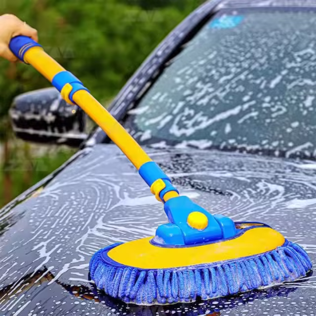 Factory Supply Microfiber Car Washing Mop Customized Extended Rotating Handle Car Cleaning Brushes Car Duster
