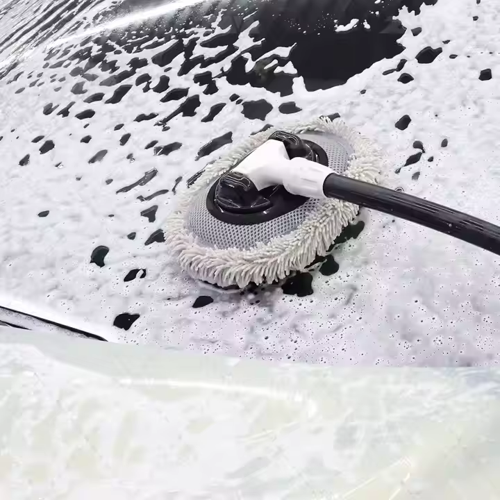 Extended Telescopic Microfiber Car Washing Mop Car Duster Adjustable Rotating Handle Car Cleaning Brushes Factory Supply