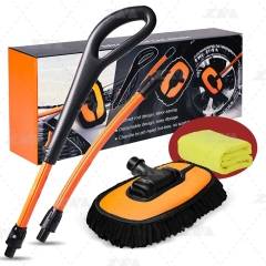 Chenille Cleaning Brush Microfiber Washing Mop Curved Extension Pole Car Wash Brush Truck Bicycle Motorcycle RV Car Wash Mop