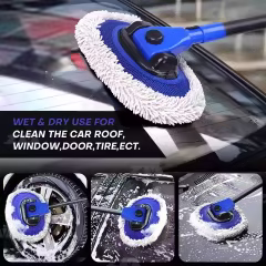 Factory Supply Telescopic Microfiber Car Washing Mop Custom LOGO Adjustable Rotating Handle Car Cleaning Brushes