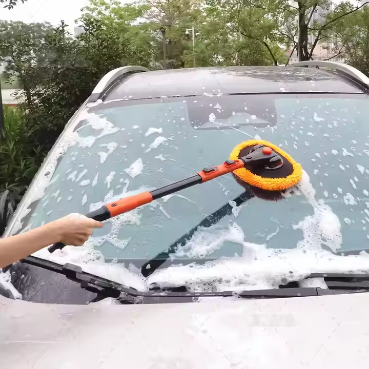 Telescopic Microfiber Car Washing Mop Car Duster Adjustable Rotating Handle Car Cleaning Brushes with Nozzle