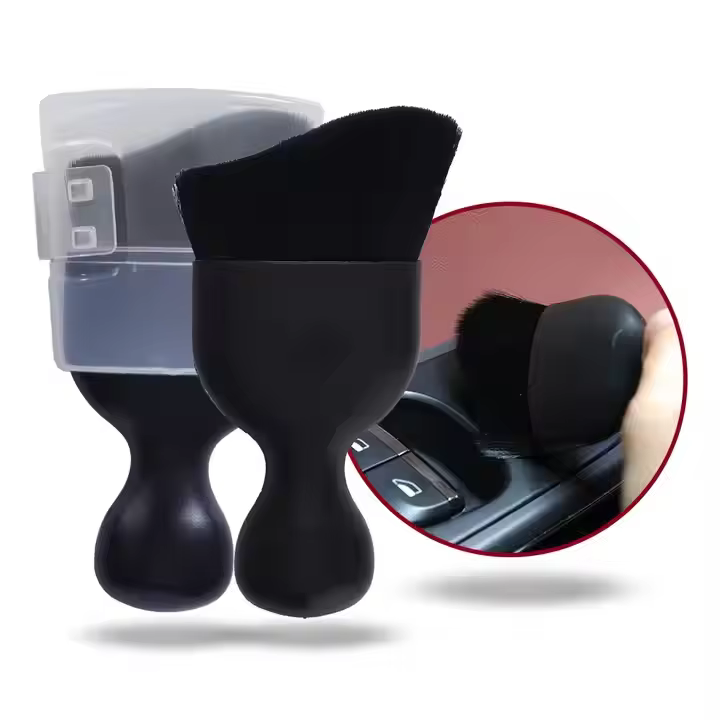 Car Interior Detailing Brush,Dust Brush Clean Tool with Cover,Car Dashboard Cleaner Soft Bristles for Leather,Engine Compartment,Air Conditioner,Vents,Panels & Computer (Black)-1pack