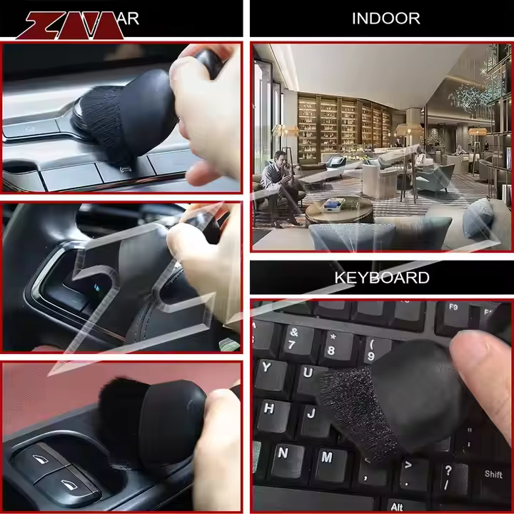 Car Interior Detailing Brush,Dust Brush Clean Tool with Cover,Car Dashboard Cleaner Soft Bristles for Leather,Engine Compartment,Air Conditioner,Vents,Panels & Computer (Black)-1pack
