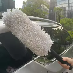 White Round Microfiber Car Duster Auto Microfiber Mop Duster Fluffy Soft Foam Handle Sample Available