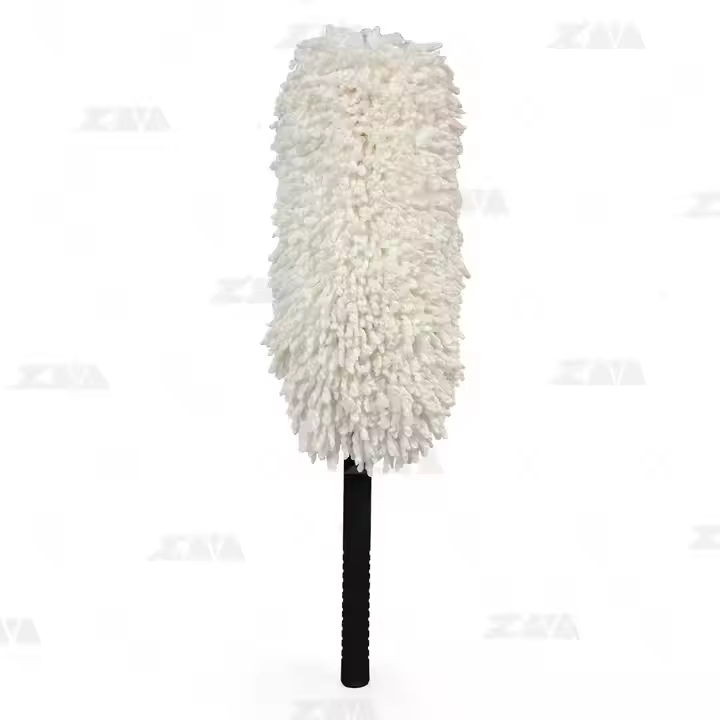 White Round Microfiber Car Duster Auto Microfiber Mop Duster Fluffy Soft Foam Handle Sample Available