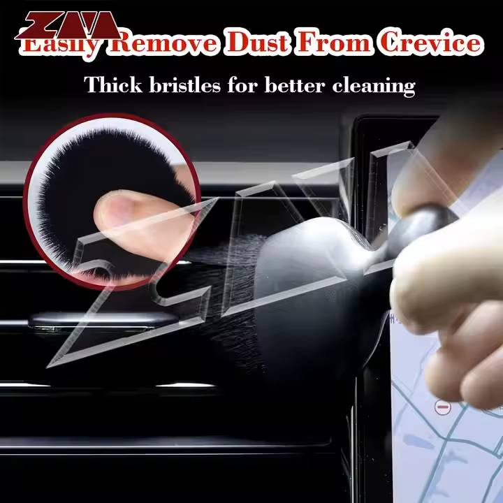 Car Interior Detailing Brush,Dust Brush Clean Tool with Cover,Car Dashboard Cleaner Soft Bristles for Leather,Engine Compartment,Air Conditioner,Vents,Panels & Computer (Black)-1pack