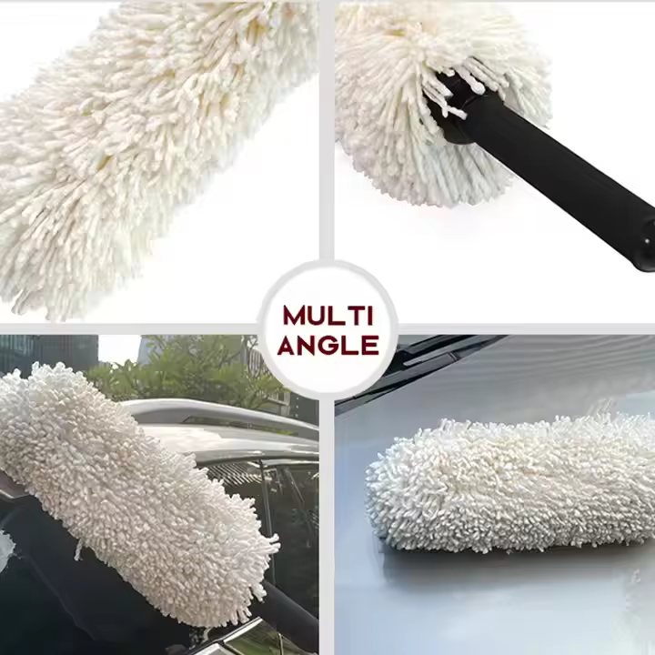 White Round Microfiber Car Duster Auto Microfiber Mop Duster Fluffy Soft Foam Handle Sample Available