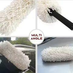 White Round Microfiber Car Duster Auto Microfiber Mop Duster Fluffy Soft Foam Handle Sample Available