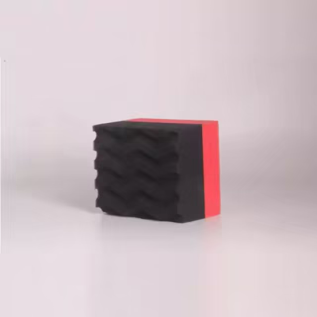 Square Wavy Red Hand Waxing Sponge Applicator Dressing Pad for Car Wax Made of Foam