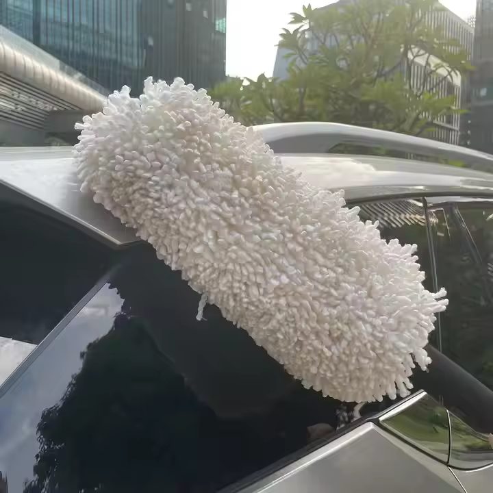 Fluffy Rotating Foam Handle White Microfiber Car Duster Auto Microfiber Mop Duster