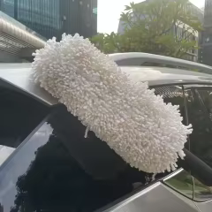Fluffy Rotating Foam Handle White Microfiber Car Duster Auto Microfiber Mop Duster