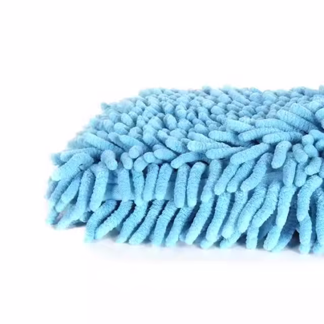 Microfiber and Chenille Blue Double-Sided Car Cleaning Mitt Gloves for Car Care Washing
