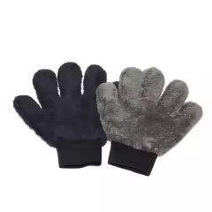 Gray Double-Sided Coral Velvet Microfiber Car Wash Mitt Gloves Dual-Sided Car Care Product