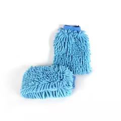 Microfiber and Chenille Blue Double-Sided Car Cleaning Mitt Gloves for Car Care Washing