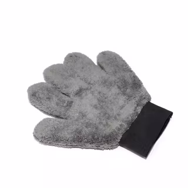Gray Double Side Coral Velvet Car Washing Mitt Microfiber Gloves