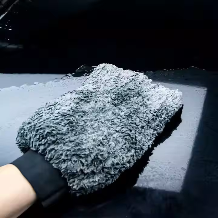 Gray Car Cleaning Waxing Polishing Microfiber Gloves Car Washing Mitt
